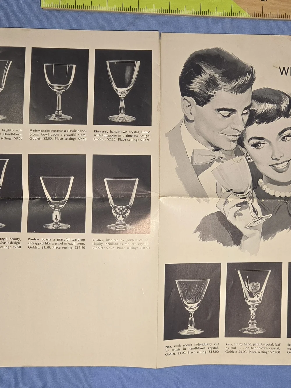 Authentic 1956 Fostoria Crystal Wine Glasses - Vintage Collectible Advertisment